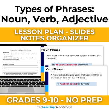 Preview of 9th-10th Grade Test Prep Grammar - Types of Phrases Set 2 - Digital