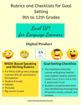 Preview of 9th - 12th ESL WIDA-Based Speaking & Writing Rubrics and Goal Setting Checklists