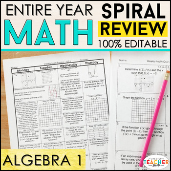 Algebra 1 Spiral Review | Algebra 1 Homework or Warm Ups | TpT