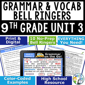 Preview of Grammar Vocabulary Usage Mechanics Sentence Structure Bell Ringer - 9th Grade #3