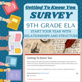 9th Grade ELA (English Teachers!) - GETTING TO KNOW YOU SURVEY