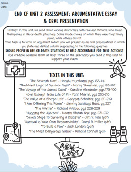 Preview of 9th Grade ELA Survival UNIT HANDOUTS: Activities, Writing Tasks, Assessments