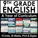 9th Grade English Curriculum Bundle for a Full Year - PDF,
