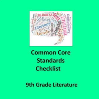 Preview of 9th Grade English Literature Common Core Standards Checklist in MS Word