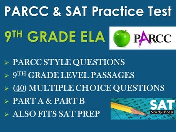 Preview of 9th Grade English ELA PARCC Practice & SAT Prep Test