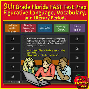 Preview of 9th Grade Florida FAST Game Figurative Language, Vocabulary & Epic Poetry
