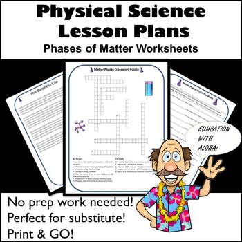 Preview of 9th Grade Physical Science Lesson Plan| Phases of Matter Crossword!