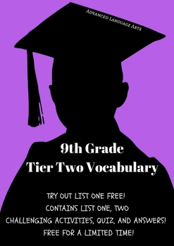 Preview of 9th Grade Tier Two Vocabulary- List One with Activities, Quiz, and Answers