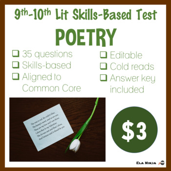 Preview of High School Poetry Unit Test: Skills Based