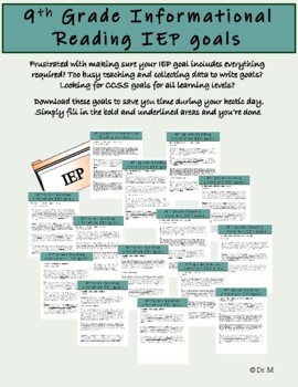 Preview of 9th-grade IEP Informational Reading goals