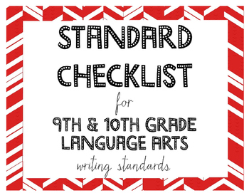 Preview of 9th or 10th Grade Language Arts Standards Checklist for Writing