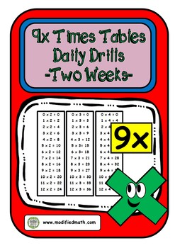 Preview of 9x Times Table Daily Drills