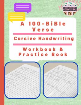 Preview of A 100-Bible Verse Cursive Handwriting Workbook & Practice Book for Everyone