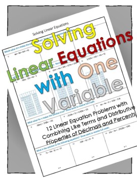 Preview of A.5A, A.5B Solving Linear Equations with One Variable