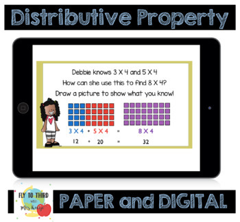 Preview of Distributive Property Powerpoint and Worksheet- Grade 3