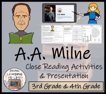 Preview of A.A. Milne Close Reading Comprehension Activity | 3rd Grade & 4th Grade