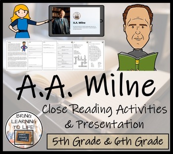 Preview of A.A. Milne Close Reading Comprehension Activity | 5th Grade & 6th Grade