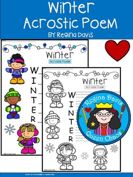 A+ Acrostic Poem: Winter by Regina Davis | Teachers Pay Teachers
