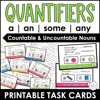 Preview of A, An, Some, Any: Practice Cards for Quantifiers Countable and Uncountable Nouns