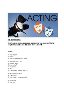 Preview of A/B Blank Scenes for Acting in Drama/Theatre class
