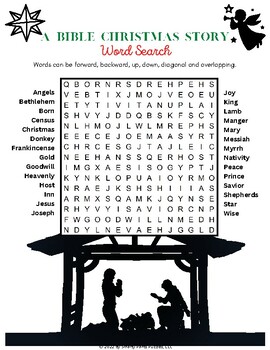 A BIBLE CHRISTMAS STORY Word Search // 28 Hidden Words // Fun Activity