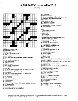 A BIG EAST Conference Crossword Puzzle some sporting vocabulary practice