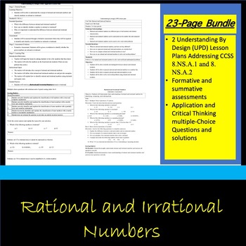 Preview of A BUNDLE: Rational and Irrational Numbers–Two Lesson Plans and Assessments