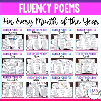 Preview of Fluency Poems for Every Month of the Year-Monthly Poetry Comprehension