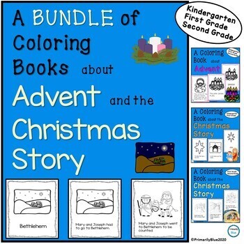 Preview of A BUNDLE of Coloring Books about Advent and the Christmas Story for K-2