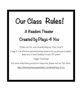 Preview of A Back to School Reader Theater - Our Class Rules!