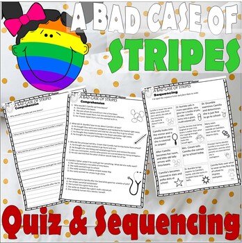 Preview of A Bad Case of Stripes Reading Quiz Test & Story Scene Sequencing