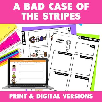 Preview of A Bad Case of the Stripes Activities Story ELements and Skills PRINT & DIGITAL