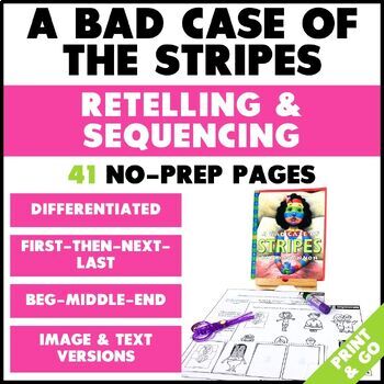 Preview of A Bad Case of the Stripes Activities - Retelling & Sequencing Worksheets