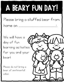 A Beary Fun Day!--Bring your Bear to School for a Day of Math & Literacy