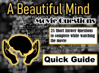 Preview of A Beautiful Mind (2001) - 25 Movie Questions with Answer Key (Quick Guide)