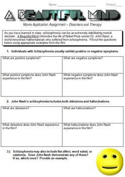 Preview of "A Beautiful Mind" Movie Worksheet