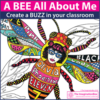 Preview of A Bee All About Me, First Week Back to School Art, Coloring & Writing Activities