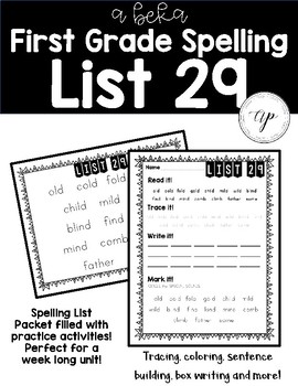 Abeka First Grade Spelling List Teaching Resources | TPT