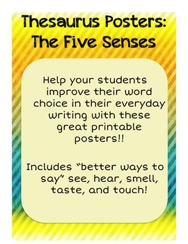 A Better Way To Say 5 Senses Thesaurus Posters By Adventures In Intermediate