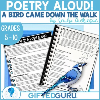 Preview of A Bird Came Down the Walk Emily Dickinson Read Poetry Aloud Oral Reading