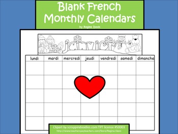 Preview of A+ Blank Monthly French Calendars