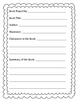 Preview of A Book Report Template for Young Readers