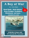 A BOY AT WAR Novel Study: Quick Chapter Quizzes & Writing Prompts
