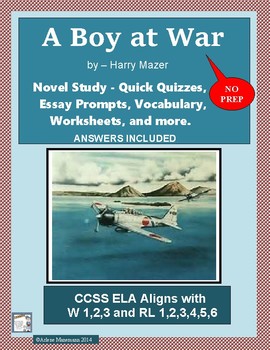 Preview of A BOY AT WAR Novel Study: Quick Chapter Quizzes & Writing Prompts