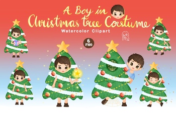 Preview of A Boy in Christmas Tree Costume, New Year, Xmas, Red, Boy, winter