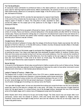 a brief history of theatre reading comprehension worksheet text