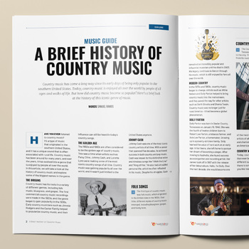 Preview of A Brief History of Country Music | Reading, Word Search, Songs & Journal Paper