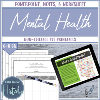 Preview of Mental Health Powerpoint Worksheet Notes