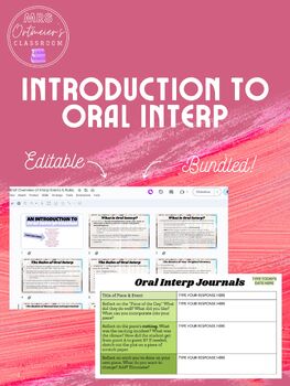 Preview of A Brief Overview of Oral Interp & Daily Oral Interp Journal Worksheet