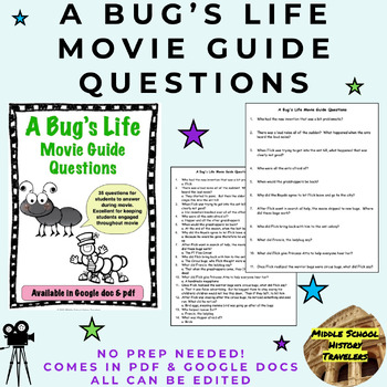 Preview of A Bug's Life Movie Guide Questions